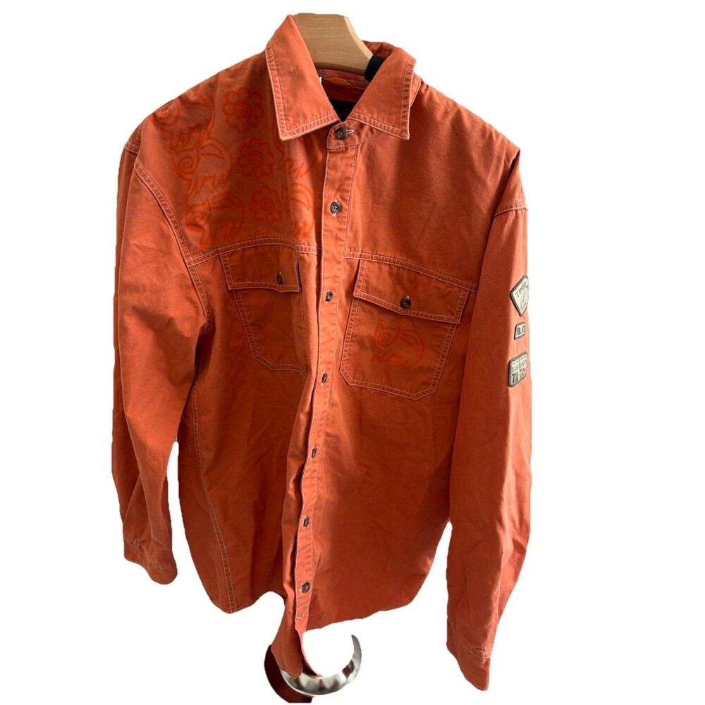 Vtg Timberland TBL-73 Orange Canvas Jacket CAT & Floral Embroidery Women’s‎ S